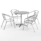 Flash Furniture 31.5'' Round Aluminum Indoor/Outdoor Table with 4 Slat-Back Chairs (TLH32RD017BCHR4)-Aluminum/Aluminum, Plastic, Stainless Steel