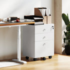 HOMCOM 3-Drawer Filing Cabinet with Lock, Mobile - White-Top lock secures contents, two keys provided
