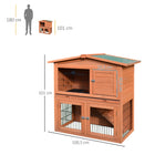 PawHut 2-Tier Rabbit Hutch with Ramp and Slide Out Tray - Orange-Window with door for better air condition and easy food/water access 