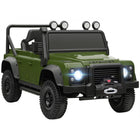 Qaba 12V Land Rover Licensed Kids Ride on Jeep Truck - Dark Green-Licensed Land Rover Defender ride-on car offers realistic truck design 