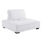 Modway Saunter Tufted Fabric Armless Chair - White-Sectional Sofa Armless Chair