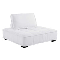 Modway Saunter Tufted Fabric Armless Chair - White-Sectional Sofa Armless Chair