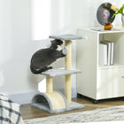 PawHut 28" Cat Tree Climbing Tower with Sisal Scratching Post - Light Grey-Comfortable perches to relax on 