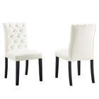 Modway Duchess Performance Velvet Dining Chairs - White - 2 Pack-Solid Wood Frame