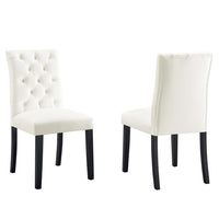 Modway Duchess Performance Velvet Dining Chairs - White - 2 Pack-Solid Wood Frame