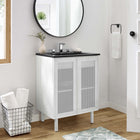Modway Calla 24" Perforated Metal Bathroom Vanity - Black/White-Adjustable Foot Levelers