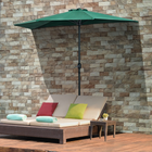 Outsunny Half-Round Patio Umbrella with Crank and 5 Ribs - 9' - Dark Green-Polyester cloth can supply sun protection