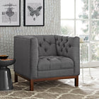 Modway Panache Upholstered Fabric Armchair - Grey-Plastic Foot Glides