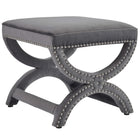 Modway Expound Upholstered Nailhead Trim Performance Velvet Ottoman - Grey-Contemporary Modern Ottoman
