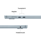 Apple MacBook Air 15" - M5 - 10-core CPU - 1 TB SSD - 16 GB Unified Memory - Sky Blue-Connect It All - MacBook Air features two Thunderbolt 4 ports, a MagSafe charging port, a headphone jack - as well as the Apple N1 wireless chip for Wi-Fi 7 and Bluetooth 6. And it supports up to two external displays