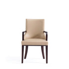 Manhattan Comfort Shubert 22.5" Modern Faux Leather and Velvet Upholstered Dining Armchair - Tan - Set of 2-Weight Capacity: 300 lb