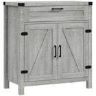 HOMCOM 29.9" L Sideboard Buffet Cabinet - Grey-Farmhouse design with barn door style door makes your home more appealing