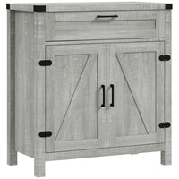 HOMCOM 29.9" L Sideboard Buffet Cabinet - Grey-Farmhouse design with barn door style door makes your home more appealing