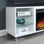 Manhattan Comfort Brighton 60" Modern Fireplace - Black and White - Set of 2-Features 2 Long Media Holes for Cable and Wire Management