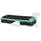 Soozier 43" Adjustable Aerobic Platform Stepper 3 Level with Risers 4” 6” 8” Cardio Fitness Trainer - Black Green-High stability and safe grip with shock absorbing, non-stick, non-slip surface 