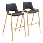 Zuo Desi Barstool - Black/Gold - Set of 2-Armrest support