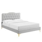 Modway Amber Tufted Performance Velvet Twin Platform Bed - Light Grey-Tufted Twin Platform Bed