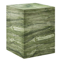 Modway Jordana Square Plinth Indoor/Outdoor Patio Concrete Side Table - Green Marble-Versatile Indoor/Outdoor Accent Table