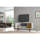 Manhattan Comfort Liberty MDP and MDF 53.14"W TV Stand, White and Rustic Brown (200AMC69)-Upon Assembly, Measures: 53.14 in. Length, 26.57 in. Height, 14.17in. Depth.
