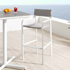 Modway Raleigh Stackable Outdoor Patio Aluminum Bar Stool - White Gray-All-Weather Upholstered Fabric
