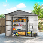 Outsunny 8' x 6' Outdoor Storage Shed - Dark Grey-Latch and lock on doors enhance security
