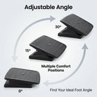 ShoppingAll Ergonomic Under Desk Footrest with Angle Adjustment - Black-Built with a high-impact plastic platform that offers ample space (approx. 18" x 13") to accommodate larger foot sizes comfortably without feeling restricted.