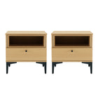 Manhattan Comfort Amara 39.4" Modern Nightstand 2-Piece Set - Natural Oak-Modern Nightstand for Bedroom and Living Room Use. Set of 2