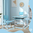 Qaba Kids Desk & Chair Set Height Adjustable with Tilt Desktop - Blue-Height of the table and chair adjusts to grow with your child
