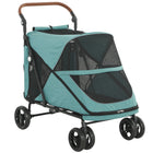 PawHut Dog Stroller Easy Fold Pet Stroller for Large Dogs Turquoise-Large interior suitable for medium to large dogs, supports up to 66 lbs and body length no more than 24.8"
