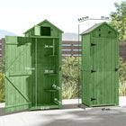 Outsunny Garden Storage Shed - 30" x 21" x 71" - Green-3 detachable shelves to store small items and a larger area for bigger tools
