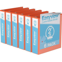 Davis Group Easyview Premium Binder - Round Ring - Customizable - 2" - Orange - 6 Pack-3 Ring Binder