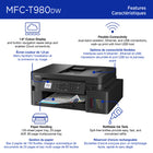 Brother INKvestment Tank MFC-T980DW Wireless & Ethernet Inkjet All-in-One Printer -  Colour - Multipurpose Tray-2-sided printing, flexible paper handling and a USB port