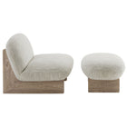 Modway Loyal Boucle Fabric Accent Chair and Ottoman Set - Pearl Oak-Assembly Required