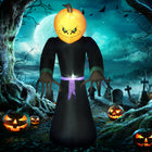 HOMCOM 6.9' Inflatable Pumpkin Reaper Ghost Halloween Decoration-LED lights create a spooky, eerie, and eye-catching effect 
