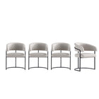 Manhattan Comfort Augusta 23.6" Modern Leatherette Upholstered Dining Chair - Light Grey - Set of 4-Modern Dining Chair with Backrest for Dining Room and Home Office Use. Set of 4