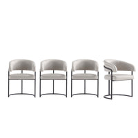 Manhattan Comfort Augusta 23.6" Modern Leatherette Upholstered Dining Chair - Light Grey - Set of 4-Modern Dining Chair with Backrest for Dining Room and Home Office Use. Set of 4