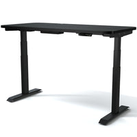 MotionGrey 55" Motion Electric Height Adjustable Standing Desk with German Dual Motors for Home and Office- Black Top- Black-Electric height adjustable sit stand desk