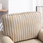 Ebello Kandyn 29.7" W Modern Soft Stripe Upholstered Swivel Barrel Chair with Removable Cushion - Brown-Scratch-Resistant Fabric: The upholstery resists scratches, helping the chair maintain its new appearance even in high-traffic areas