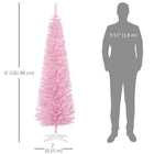 HOMCOM 6' Pencil Artificial Christmas Tree - Pink-Safe and stable with a solid and reliable plastic base for support
