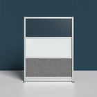 Luxor Modular Wall with Whiteboard - 53" W x 70" H - Wide Grey Frame, Frosted Acrylic, Cool Grey PET-Enhances light flow while reducing distractions