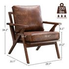 Ebello Joichiro 29.5" Wide Solid Wood Frame Upholstered Mid Century Modern Retro Armchair Accent Chair - Light brown-8