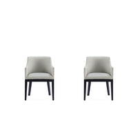 Manhattan Comfort Gansevoort 22.5" Modern Faux Leather Upholstered Dining Armchair - Stone Grey - Set of 2-Modern Dining Armchair for Dining Room and Task Use. Set of 2
