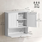 HOMCOM Farmhouse Bathroom Wall Cabinet with Adjustable Shelf - White-Crafted from thick MDF, supporting up to 66 lb (30 kg) reliably