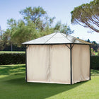 Outsunny 10' L x 10' W Gazebo Curtains with Zipper Doors, Hooks/C-Rings for Patio, Only Curtains - Beige-Made of tough and high-quality polyester fabric