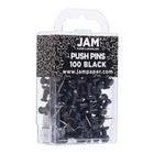 JAM Paper Colourful Push Pins - Black - 100 Pack-Size: Standard (approx 1 inch) | Steel tipped - perfect for pinning notes on corkboards and cubicles