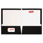 JAM Paper Glossy Two Pocket Presentation Folders, Black, 100 Pack (385GBLB)-2 pocket