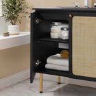 Modway Chaucer 30" Bathroom Vanity - Black-Rattan Weave Doors