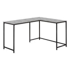 Monarch Specialties 7392 58" Computer Desk - Grey Stone-Look/ Black Metal Corner-L-shaped computer desk with a large desktop in a grey stone-look finish