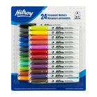 Hilroy Permanent Markers - Low Odour Ink - Fine Point - Assorted Colours - 24 Set-Assorted