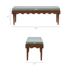 Modway Mirette Scalloped Edge Striped Accent Bench - Spa Blue Stripe-Striped Fabric Cushion